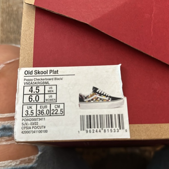 VANS Old Skool Plat Poppy Checkerboard - Picture 5 of 5